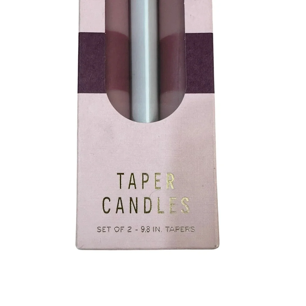 Anthropologie Set of‎ 2 Cranberry Taper Candles 9.8 Inch Tall Decorative Wax NEW